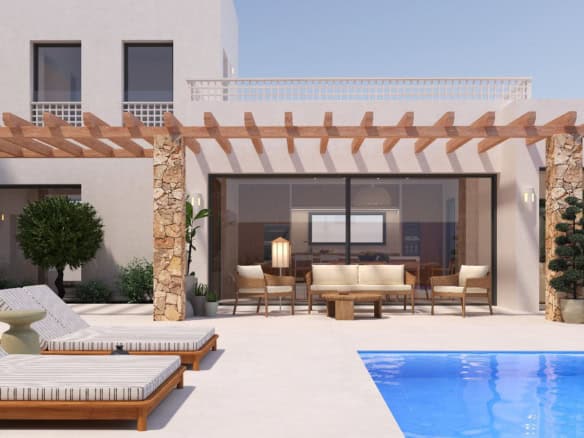 Ibiza-style villa with sea views for sale in Moraira